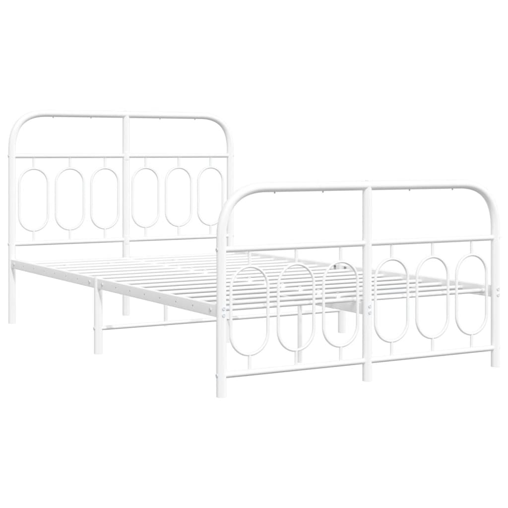 Sengeramme i metall med hode- og fotgavl hvit 120x190 cm