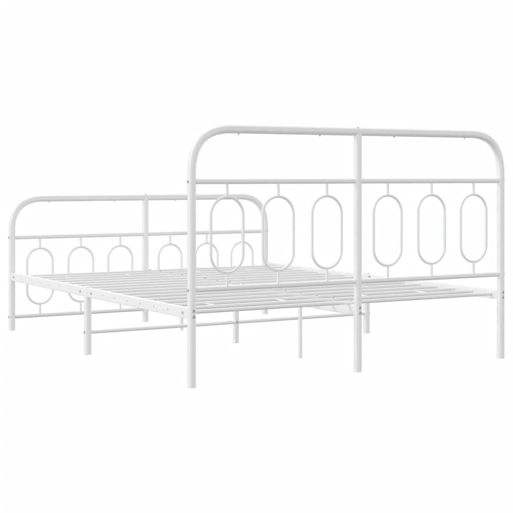 Sengeramme i metall med hode- og fotgavl hvit 140x190 cm