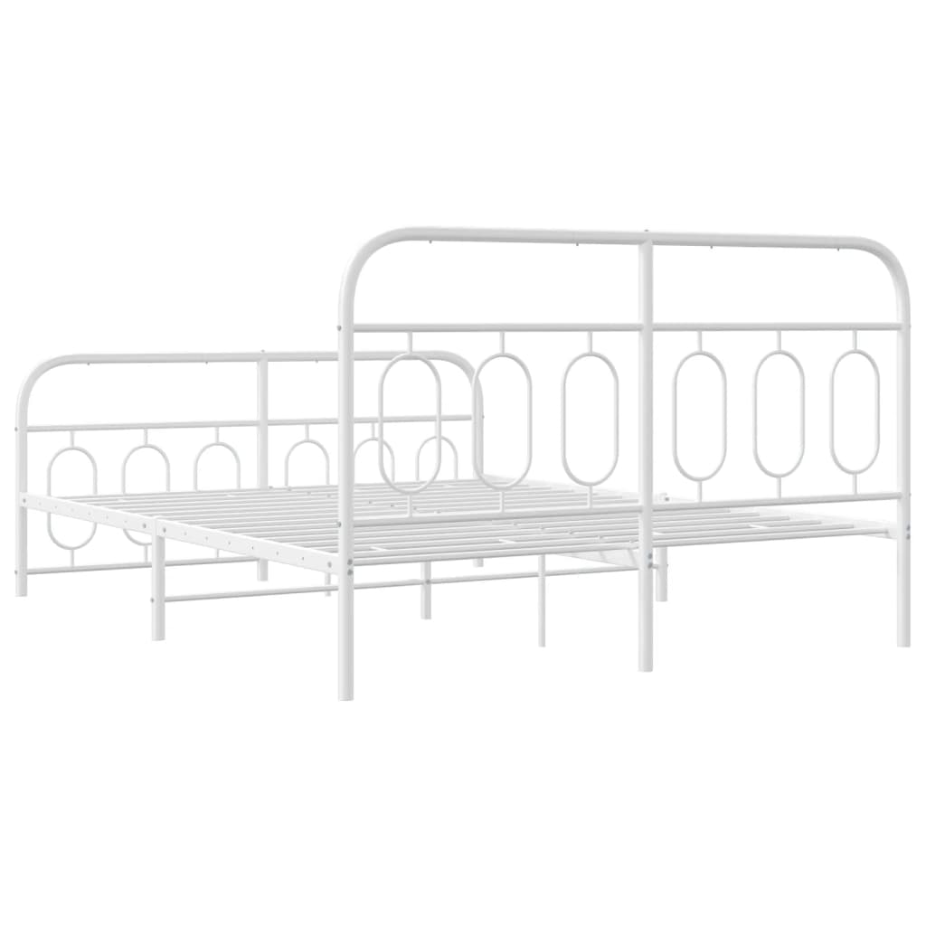Sengeramme i metall med hode- og fotgavl hvit 140x200 cm