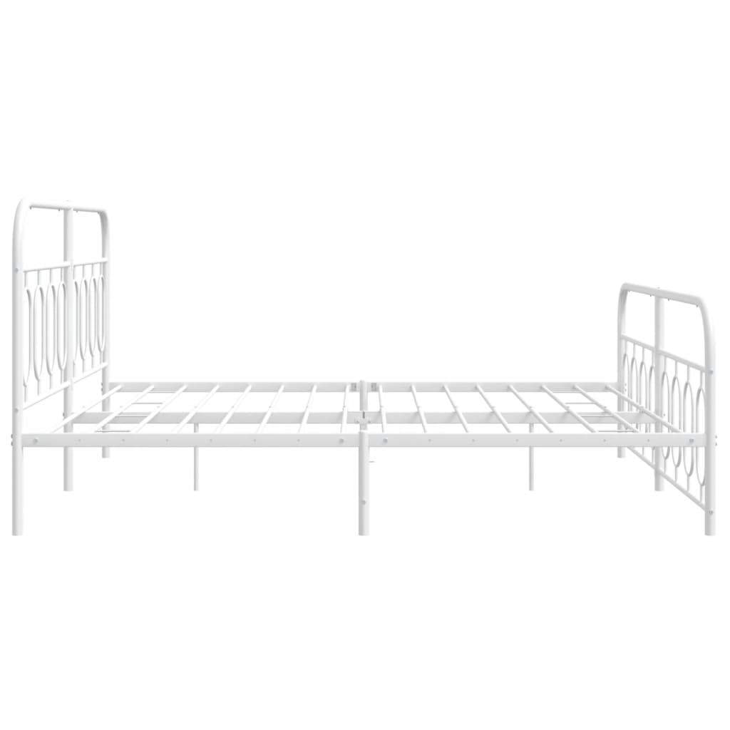 Sengeramme i metall med hode- og fotgavl hvit 193x203 cm