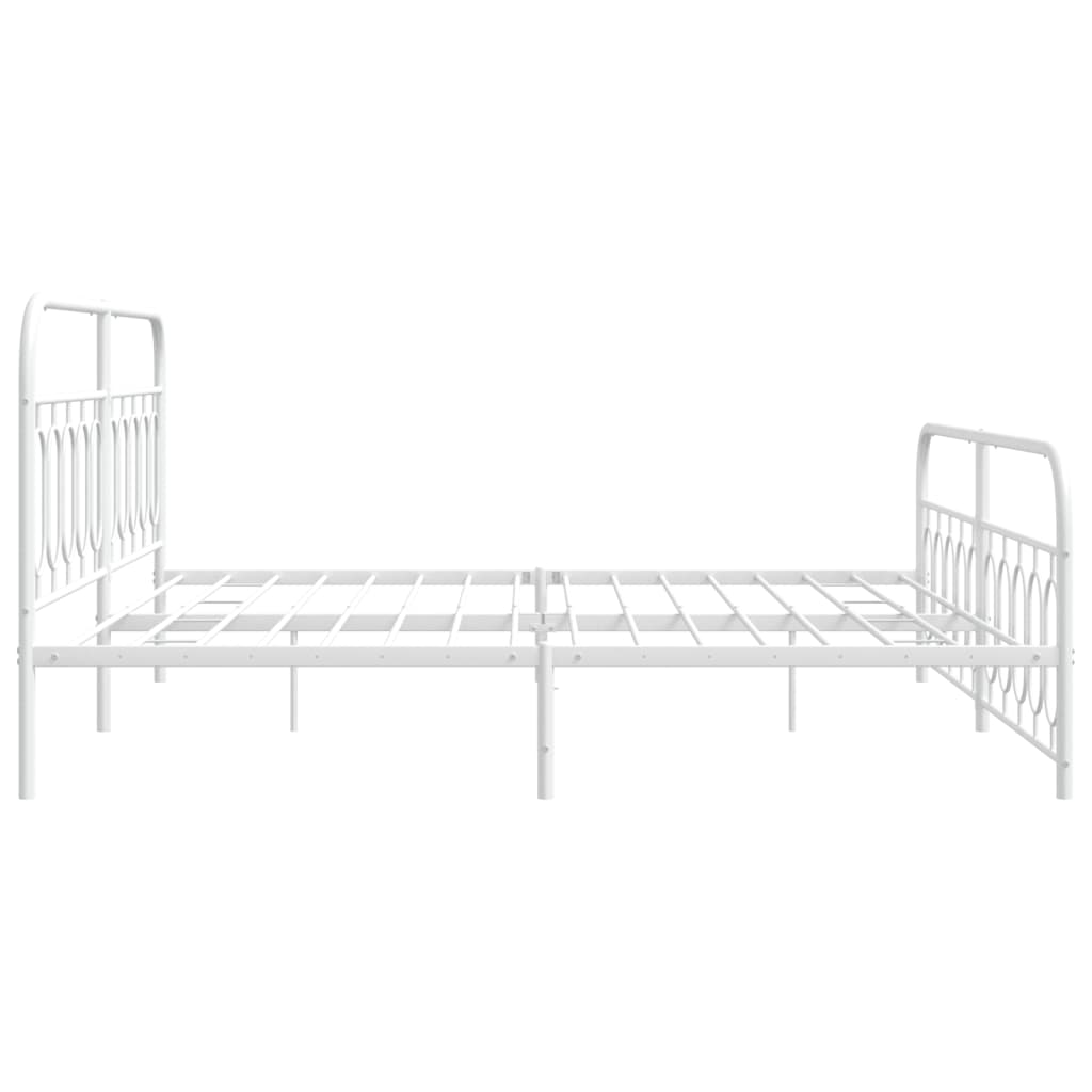Sengeramme i metall med hode- og fotgavl hvit 200x200 cm