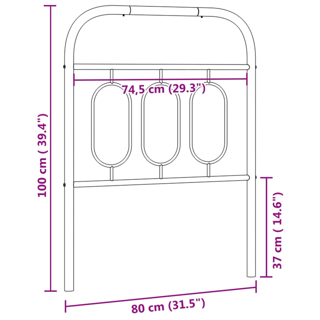 Utskiftbar sengegavl i metall hvit 75 cm