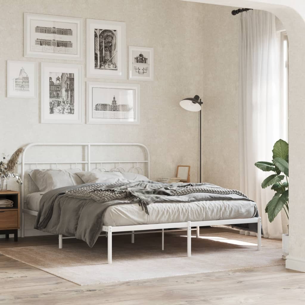 Utskiftbar sengegavl i metall hvit 140 cm