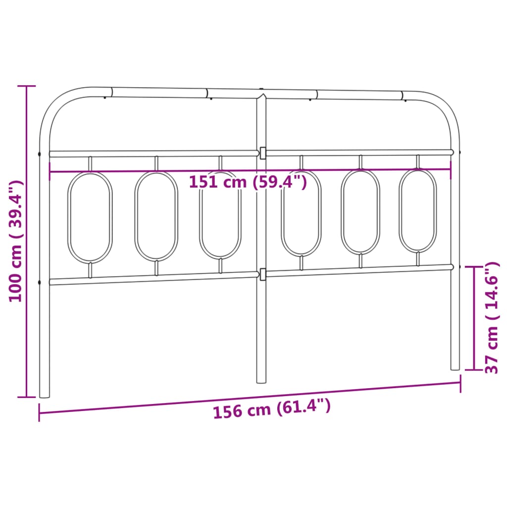 Utskiftbar sengegavl i metall hvit 150 cm