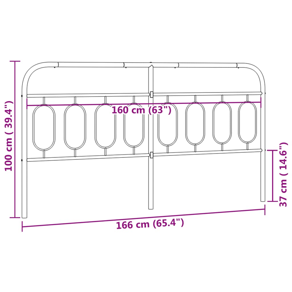 Utskiftbar sengegavl i metall hvit 160 cm