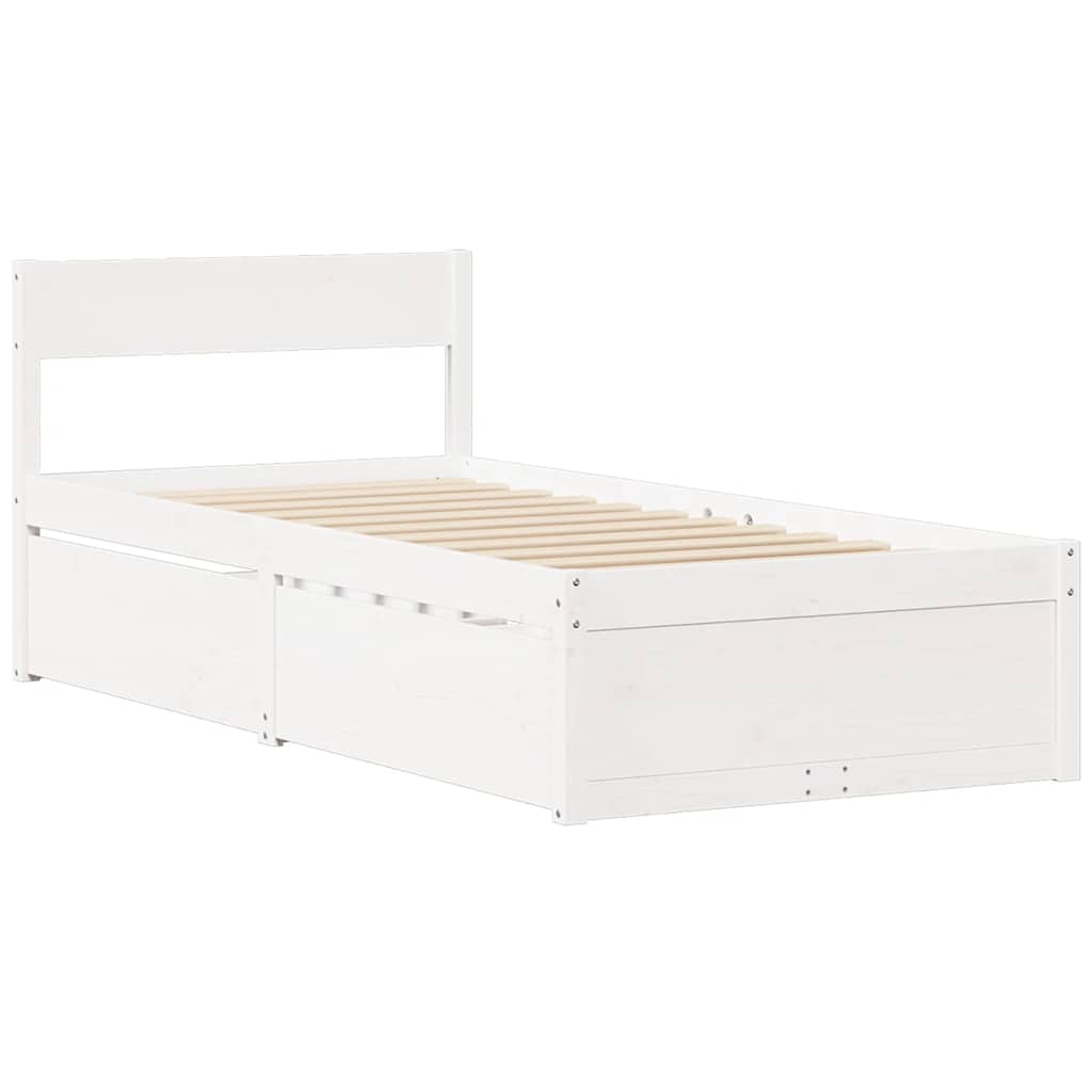 Sengeramme uten madrass hvit 75x190 cm heltre furu