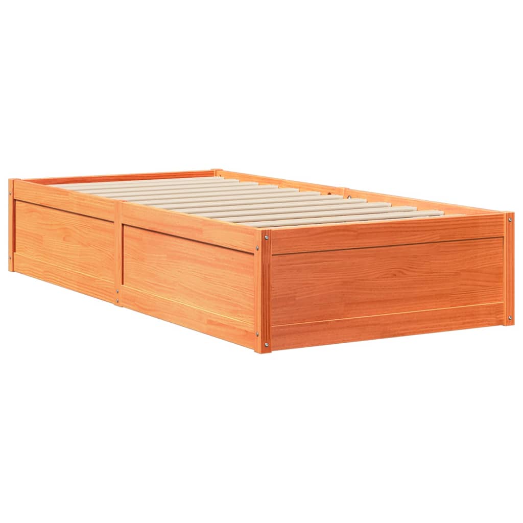 Sengeramme uten madrass voksbrun 90x190 cm heltre furu