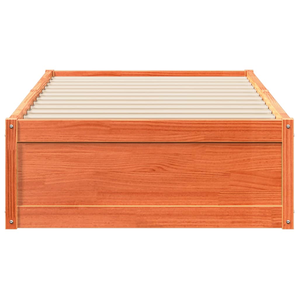 Sengeramme uten madrass voksbrun 90x190 cm heltre furu