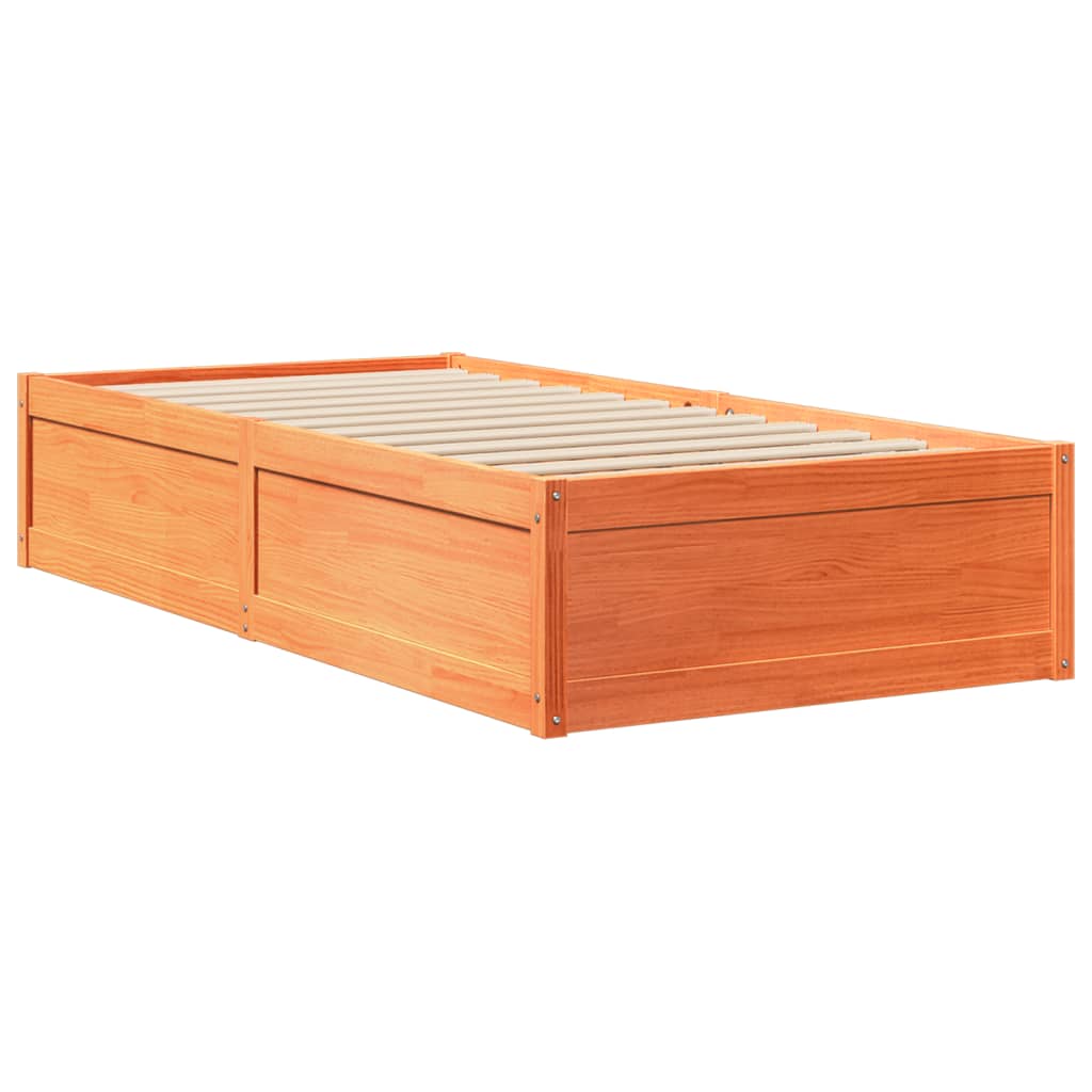 Sengeramme uten madrass voksbrun 90x190 cm heltre furu