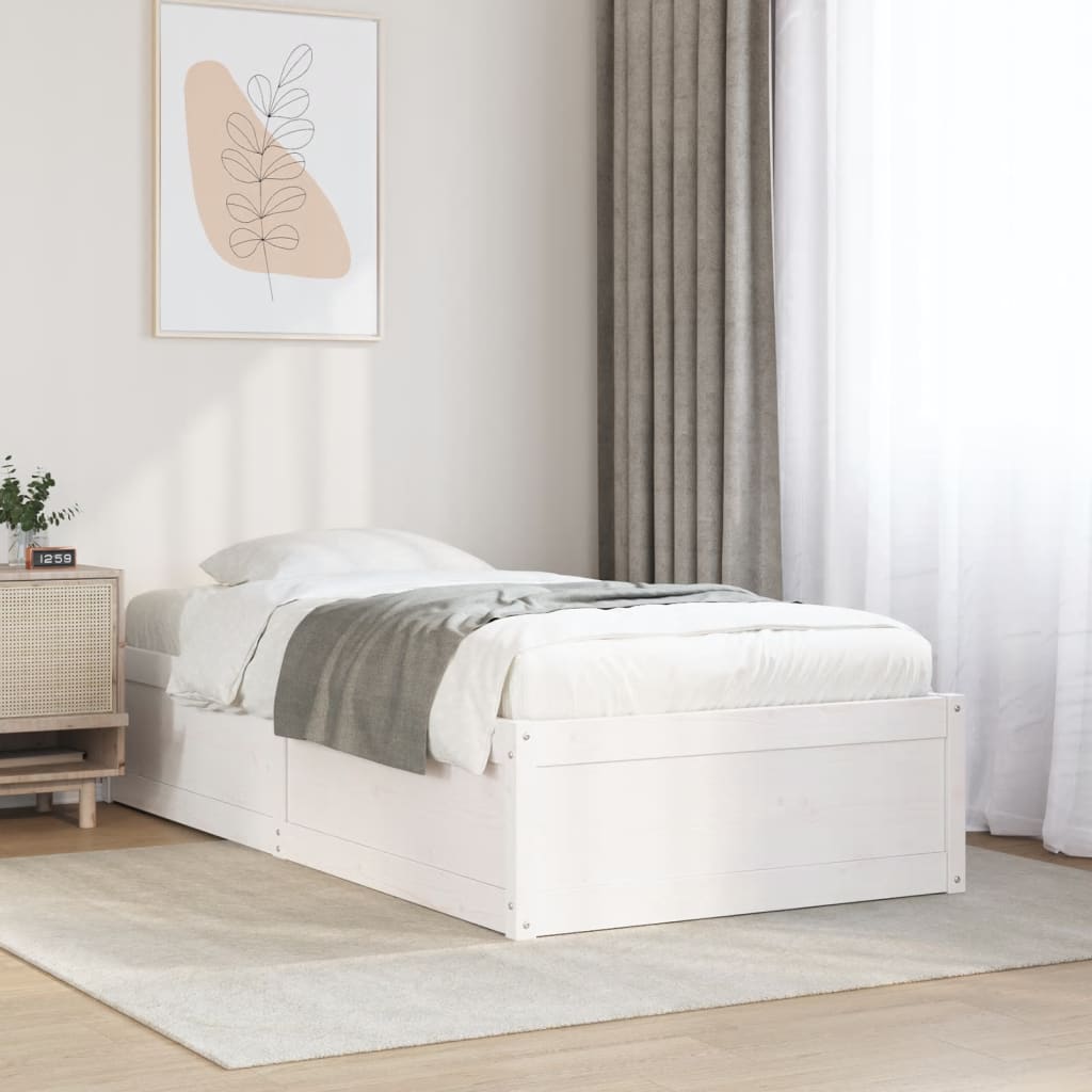 Sengeramme uten madrass hvit 75x190 cm heltre furu