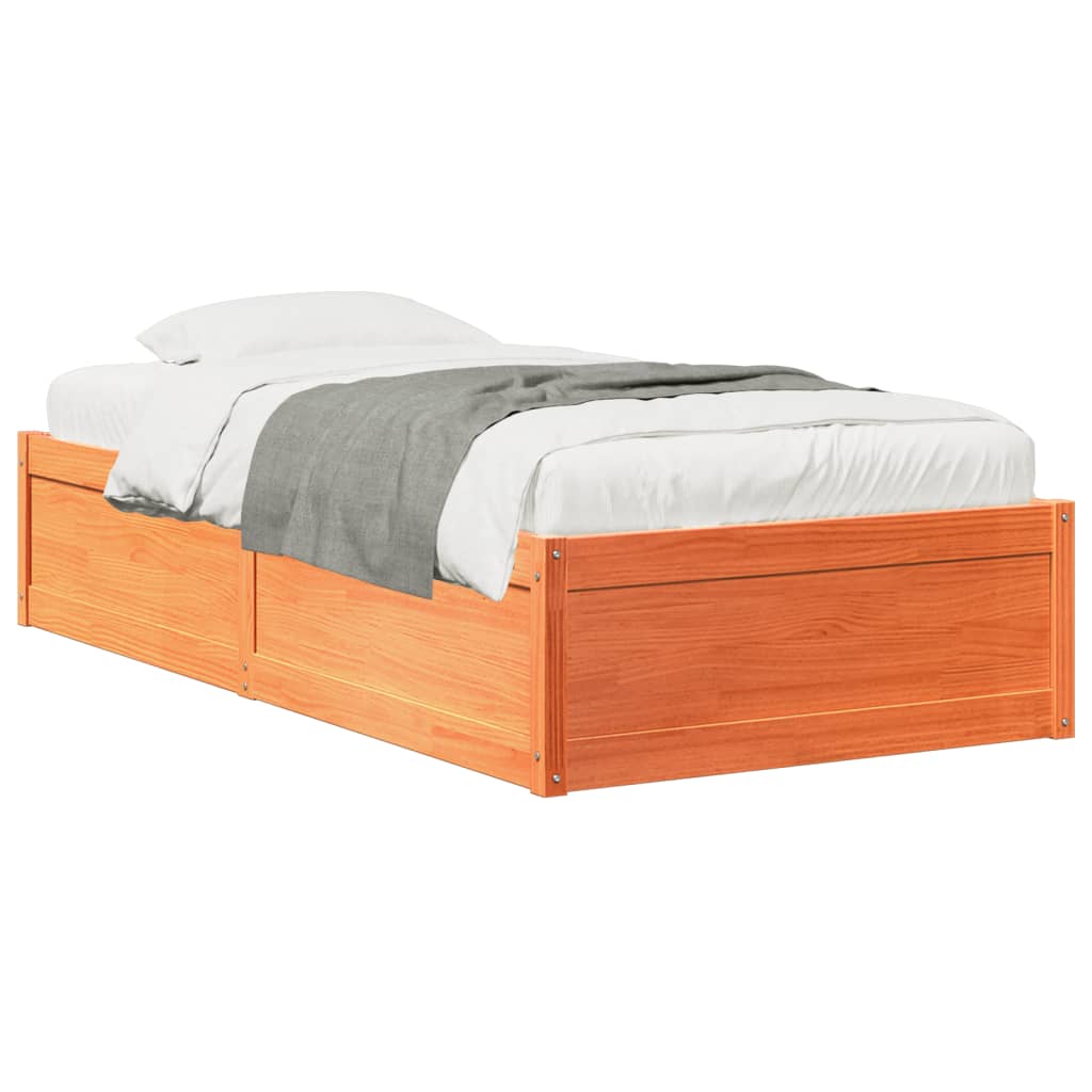 Sengeramme uten madrass voksbrun 75x190 cm heltre furu