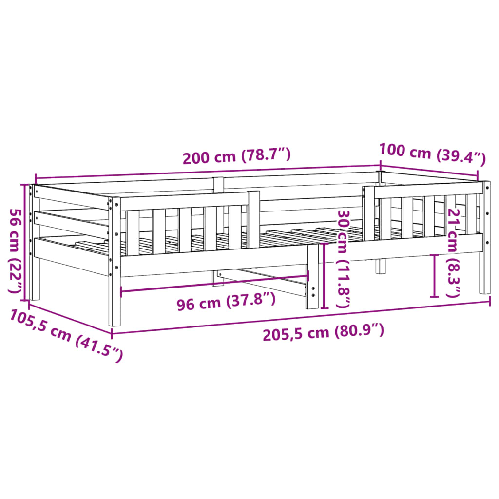 Sengeramme uten madrass 100x200 cm heltre furu