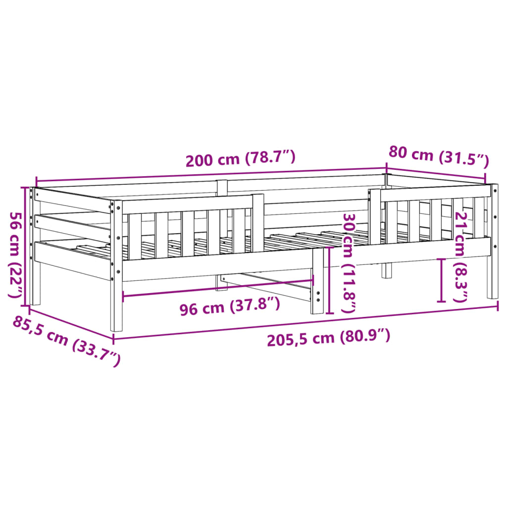 Sengeramme uten madrass 80x200 cm heltre furu