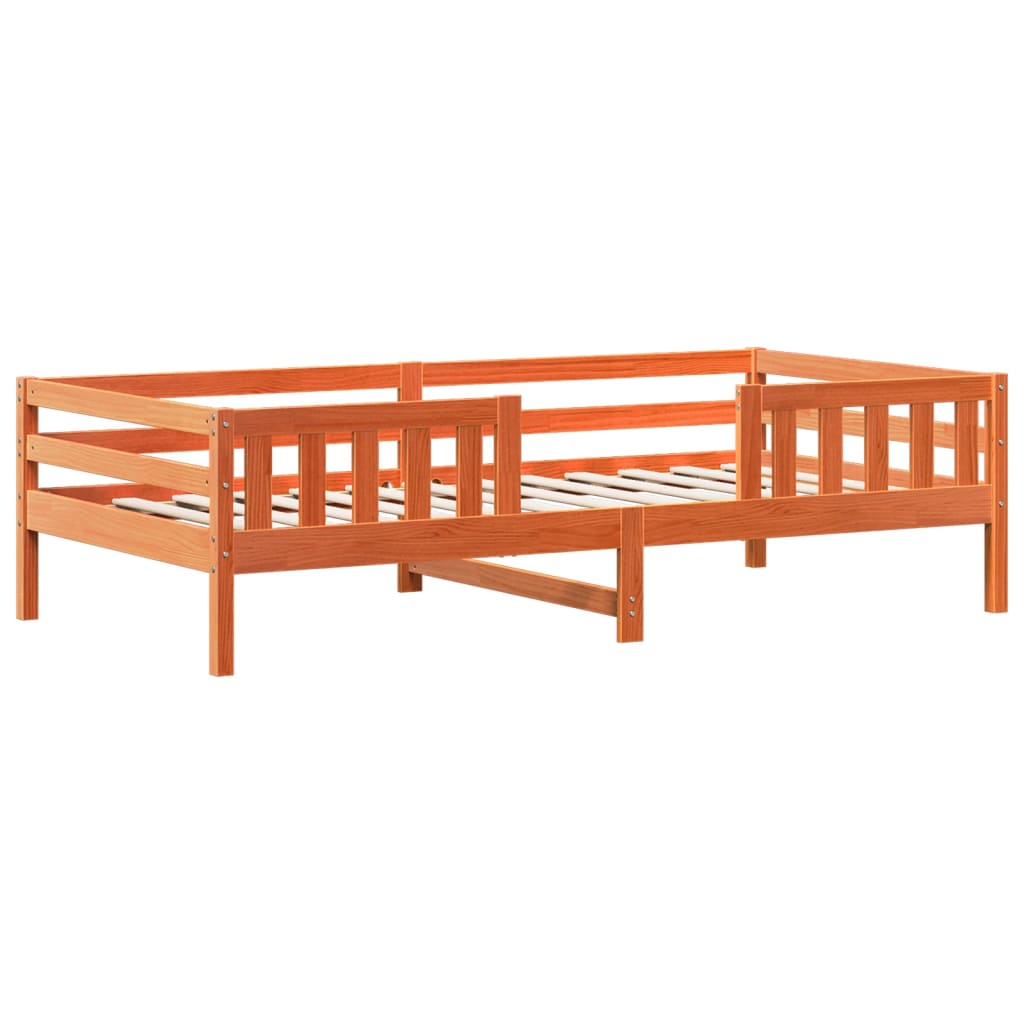Sengeramme uten madrass voksbrun 80x200 cm heltre furu