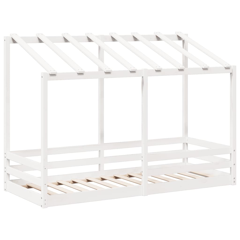 Barneseng med tak hvit 75x190 cm heltre furu
