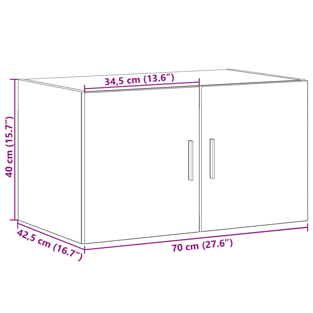 Veggskap sonoma eik 70x42,5x40 cm konstruert tre
