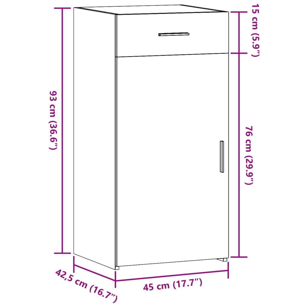 Skjenk røkt eik 45x42,5x93 cm konstruert tre