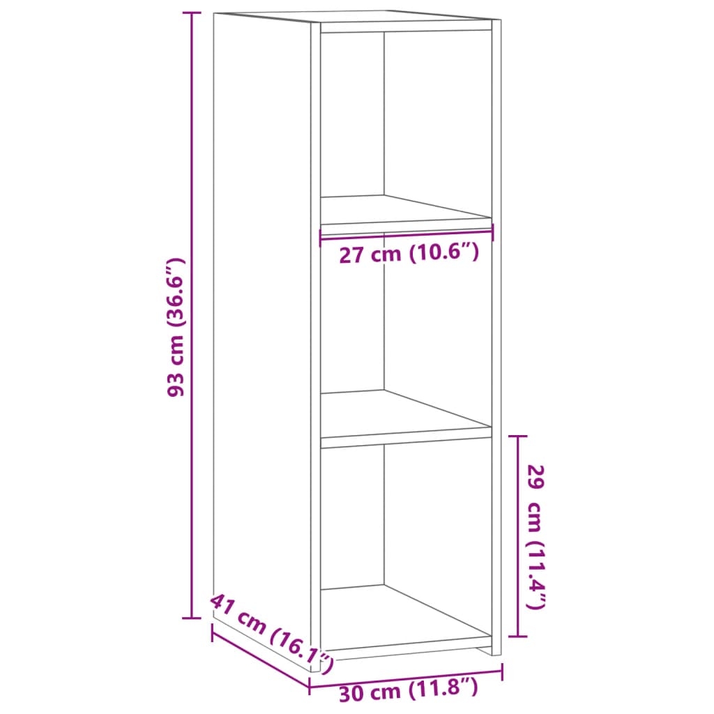 Skjenk hvit 30x41x93 cm konstruert tre