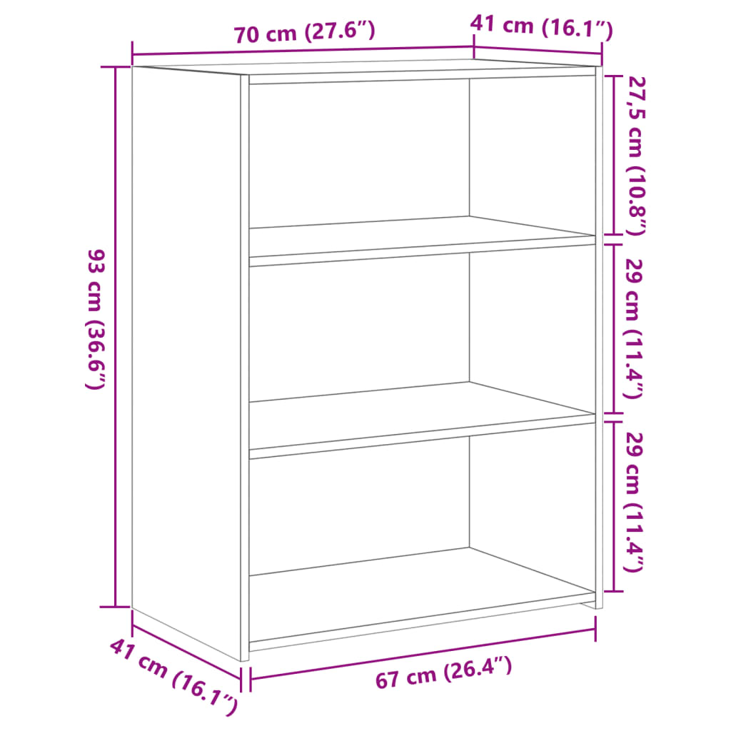 Skjenk hvit 70x41x93 cm konstruert tre