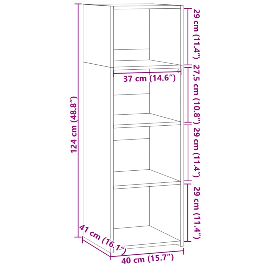 Hylle hvit 40x41x124 cm konstruert tre