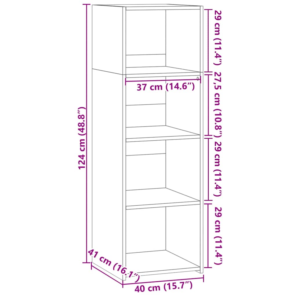 Hylle sonoma eik 40x41x124 cm konstruert tre
