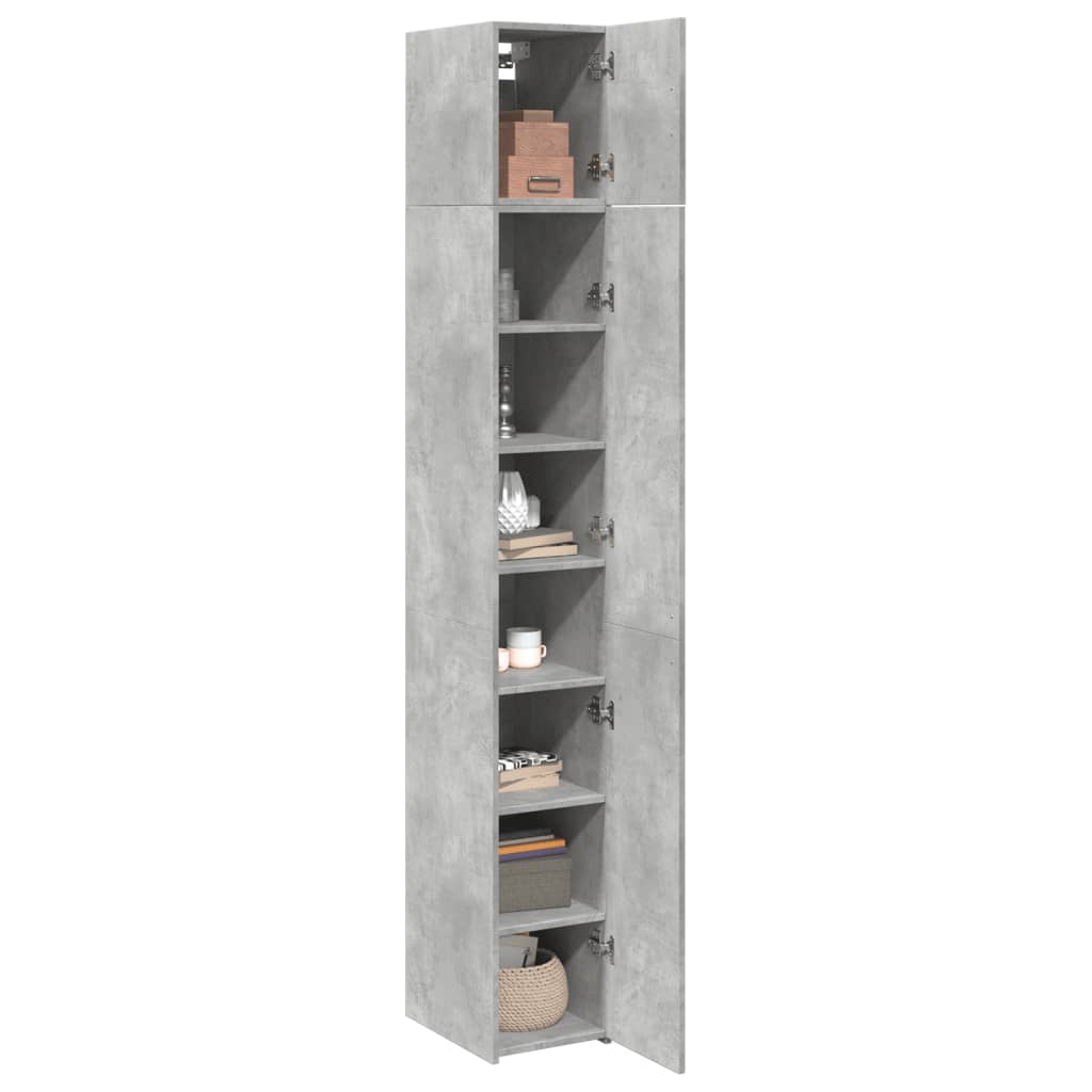 Smalt oppbevaringsskap betonggrå 30x42,5x225 cm konstruert tre