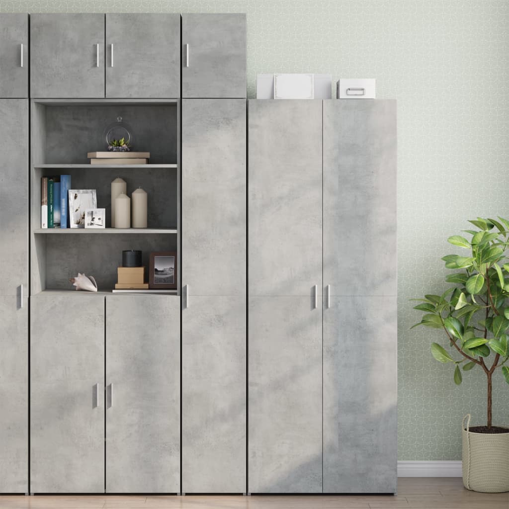 Smalt oppbevaringsskap betonggrå 30x42,5x225 cm konstruert tre
