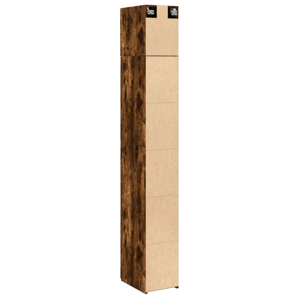 Smalt oppbevaringsskap røkt eik 30x42,5x225 cm konstruert tre