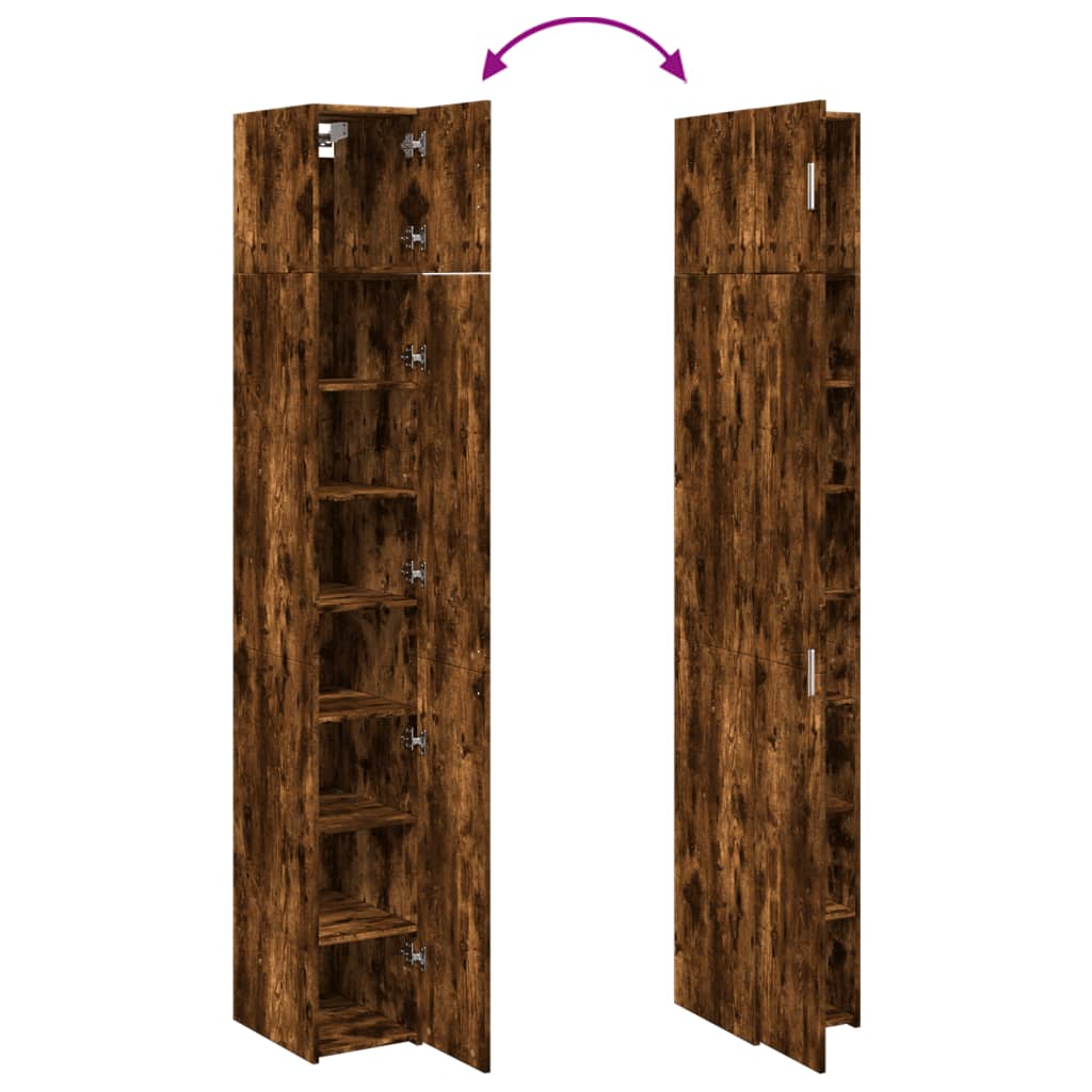 Smalt oppbevaringsskap røkt eik 30x42,5x225 cm konstruert tre