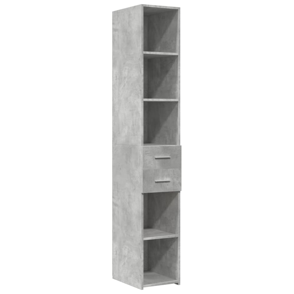 Smalt oppbevaringsskap betong grå 30x42,5x225 cm konstruert tre