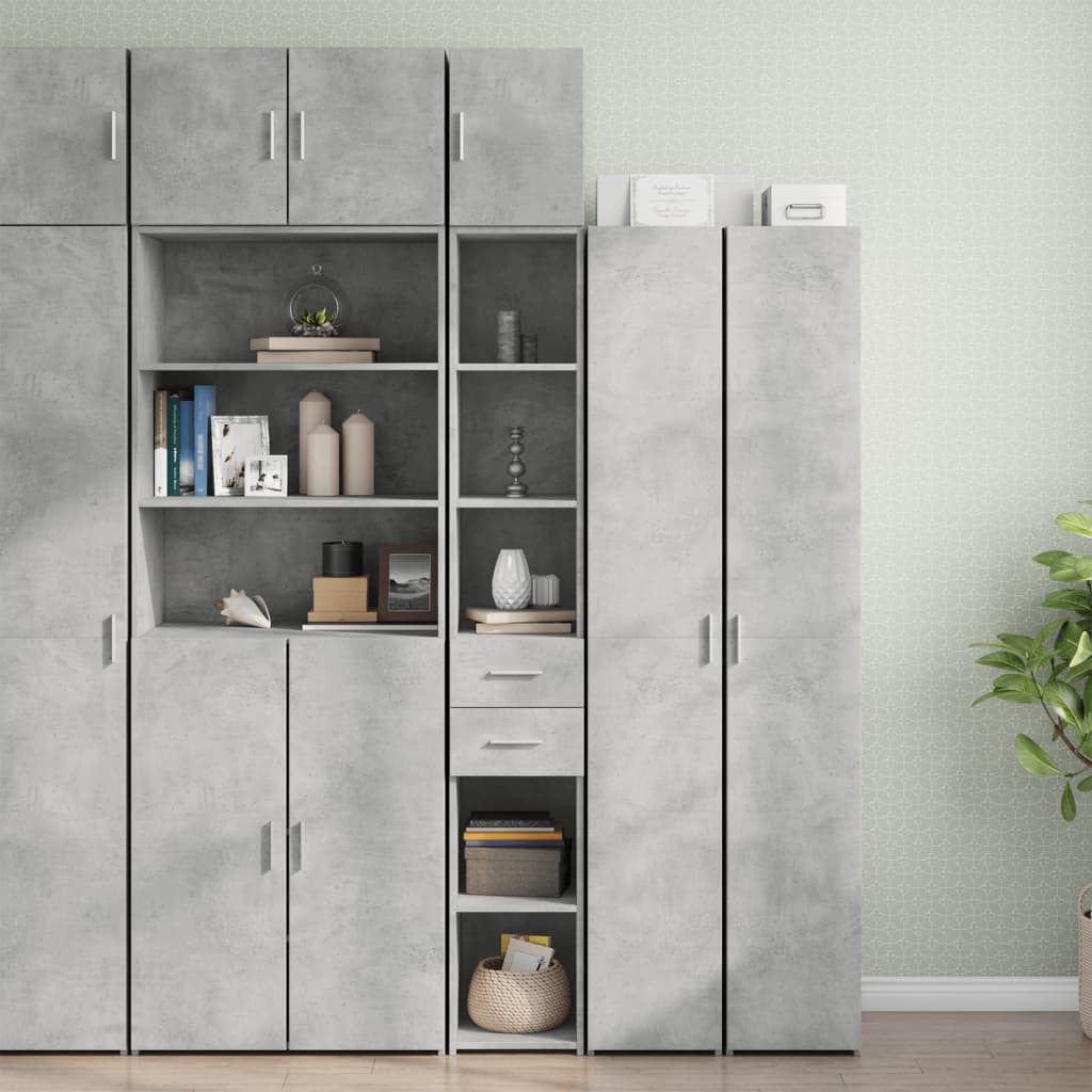 Smalt oppbevaringsskap betong grå 30x42,5x225 cm konstruert tre