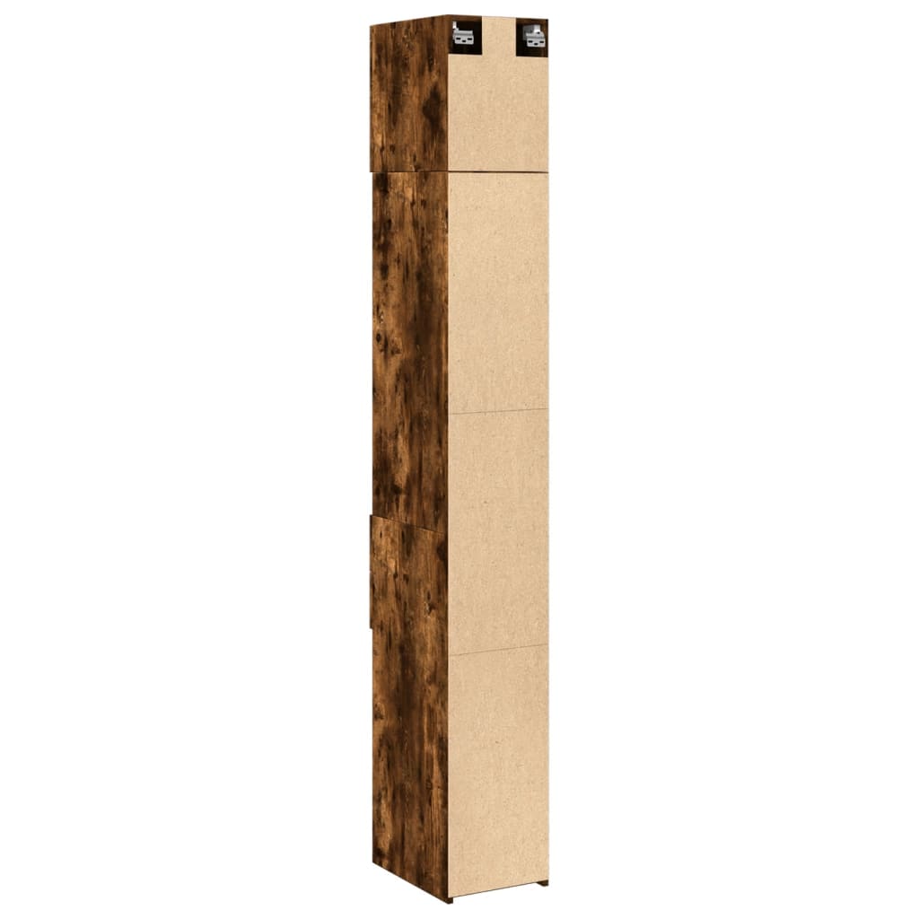 Smalt oppbevaringsskap røkt eik 30x42,5x225 cm konstruert tre