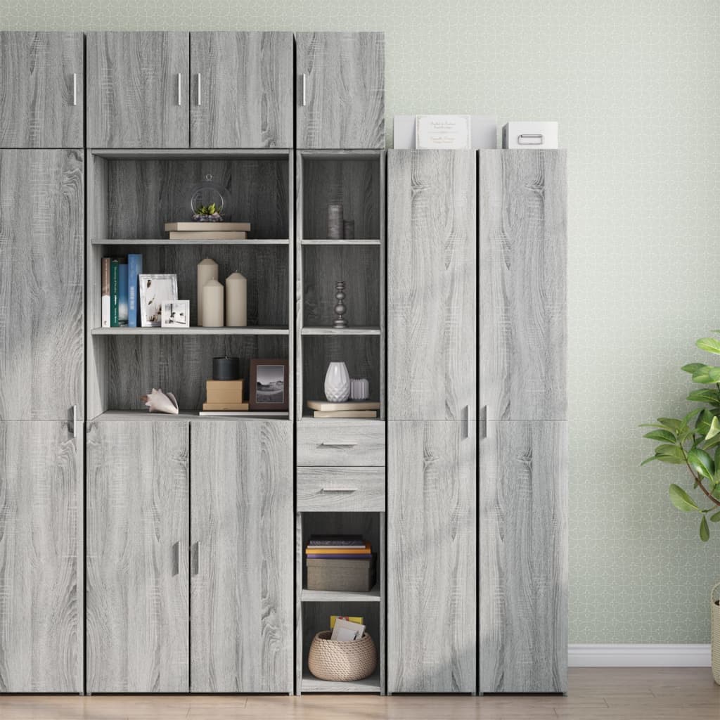 Smalt oppbevaringsskap grå sonoma 30x42,5x225 cm konstruert tre