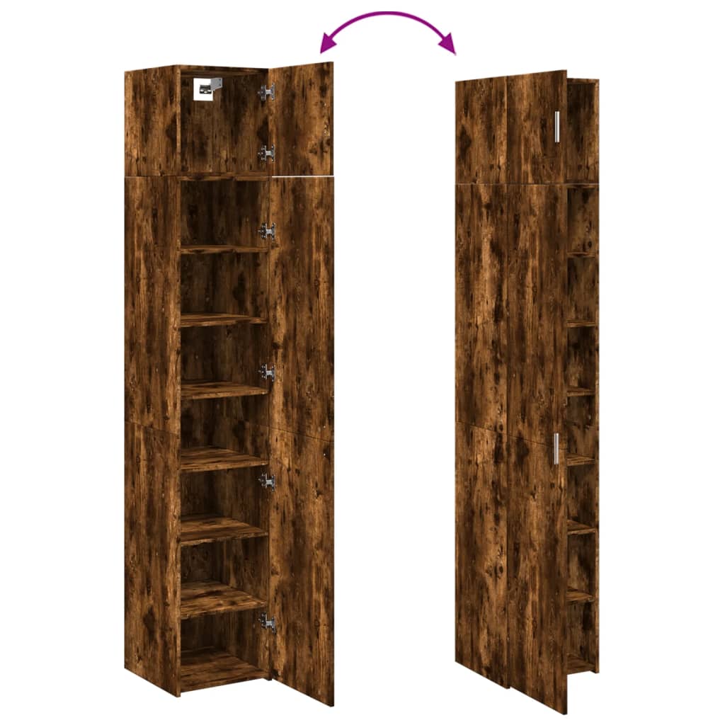 Smalt oppbevaringsskap røkt eik 40x42,5x225 cm konstruert tre