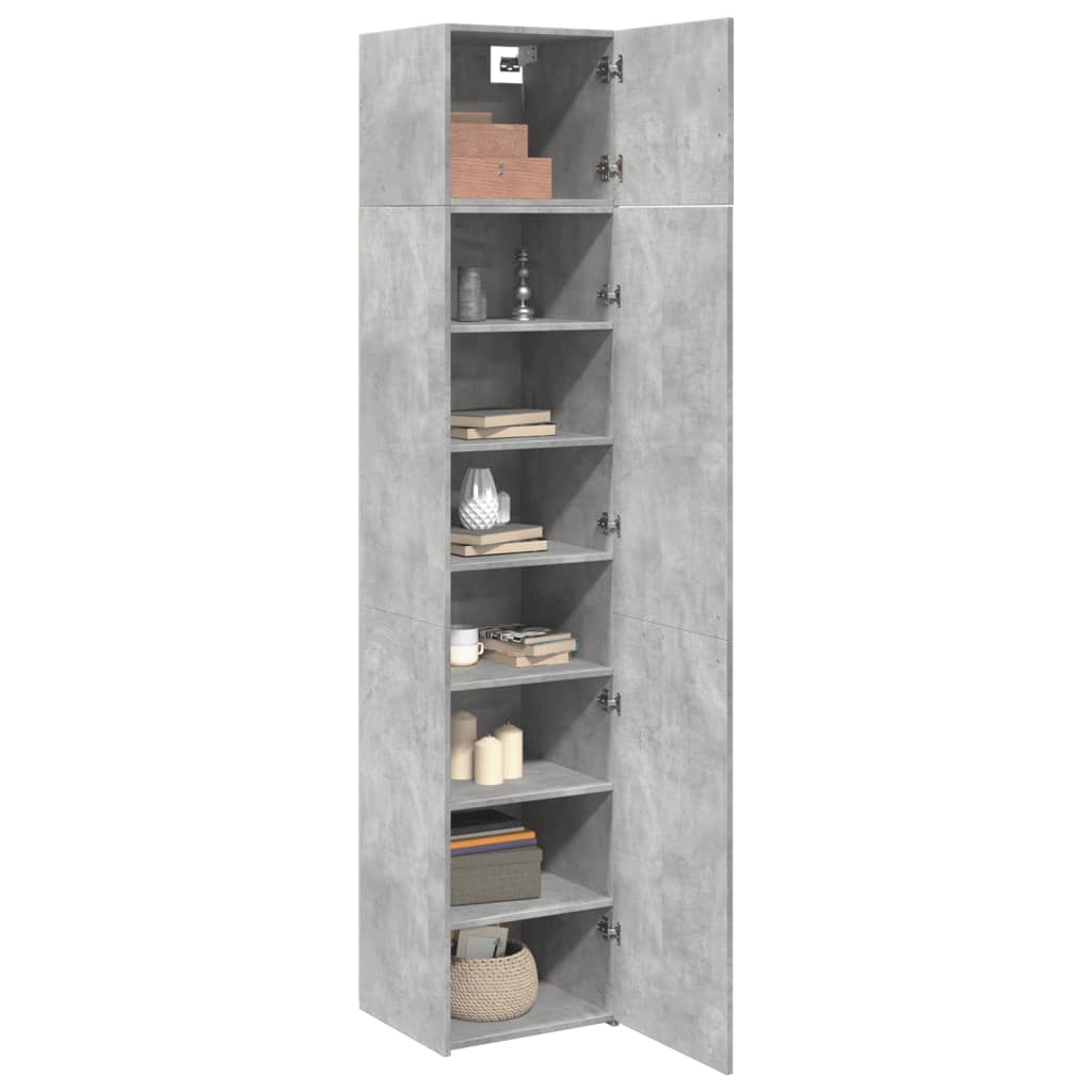 Smalt oppbevaringsskap betonggrå 45x42,5x225 cm konstruert tre vidaXL