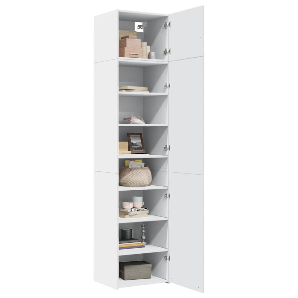 Smalt oppbevaringsskap hvit 50x42,5x225 cm konstruert tre