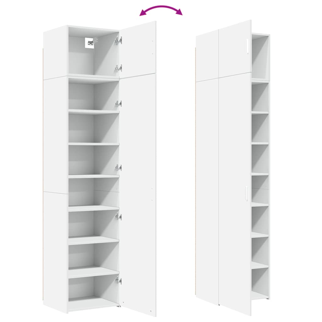 Smalt oppbevaringsskap hvit 50x42,5x225 cm konstruert tre