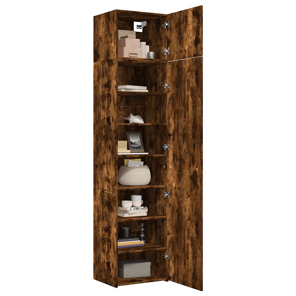 Smalt oppbevaringsskap røkt eik 50x42,5x225 cm konstruert tre