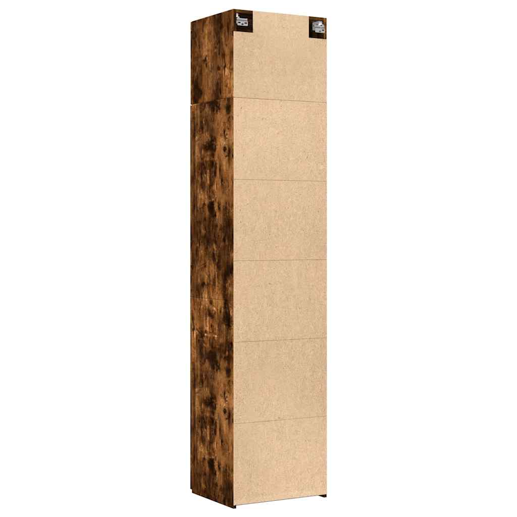 Smalt oppbevaringsskap røkt eik 50x42,5x225 cm konstruert tre