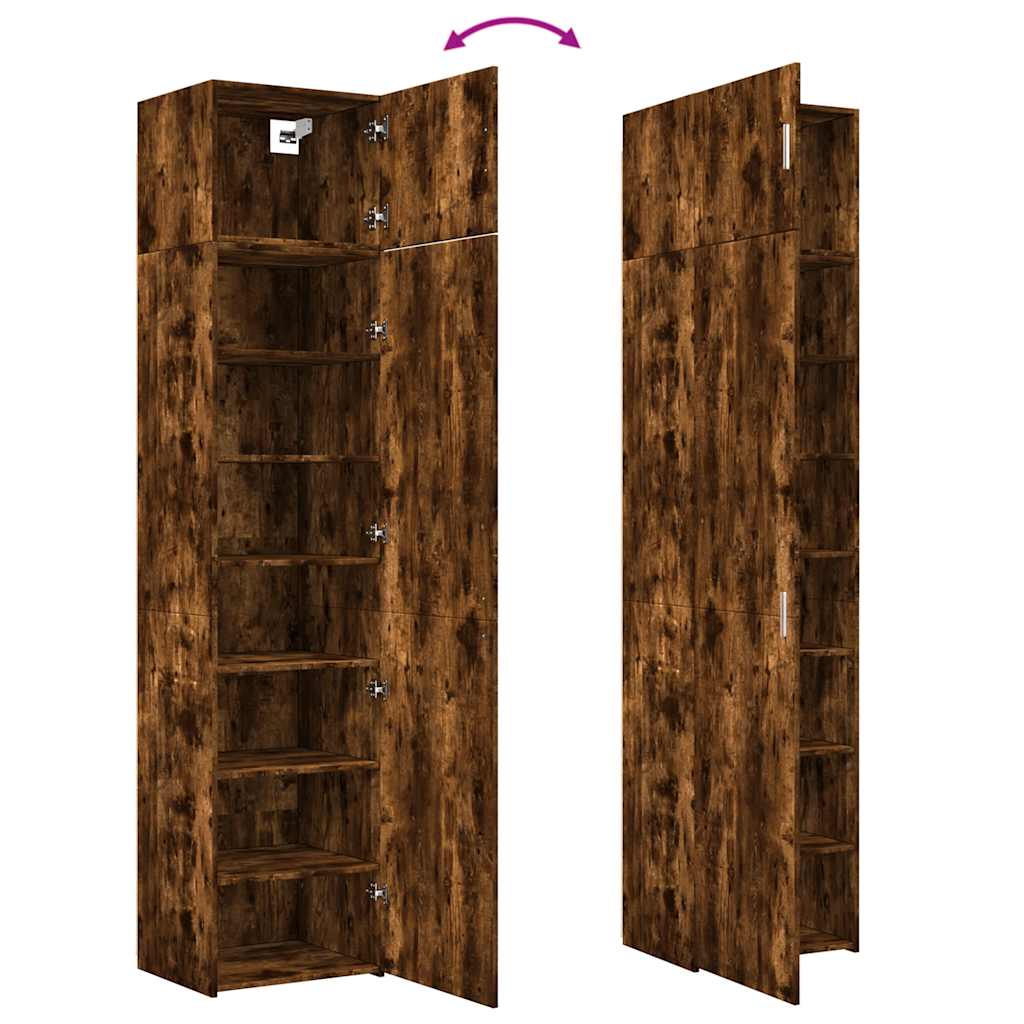 Smalt oppbevaringsskap røkt eik 50x42,5x225 cm konstruert tre