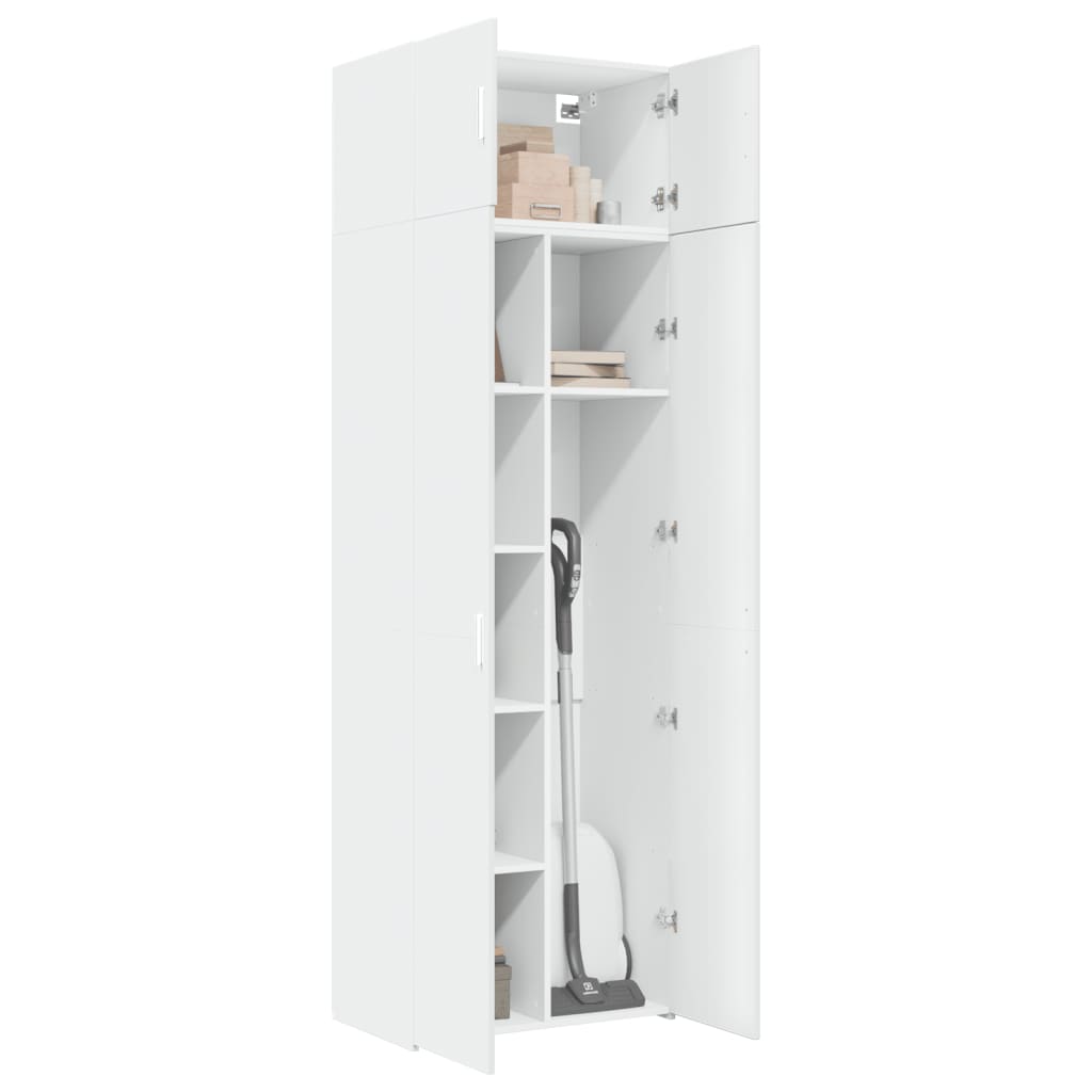Oppbevaringsskap hvit 70x42,5x225 cm konstruert tre