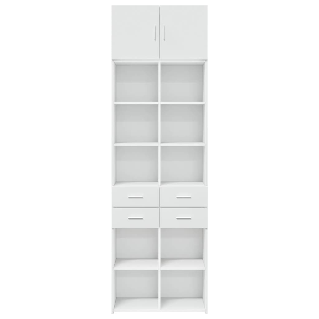 Oppbevaringsskap hvit 70x42,5x225 cm konstruert tre