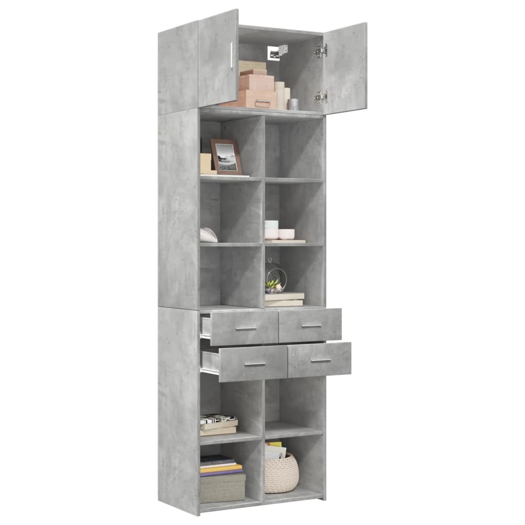 Oppbevaringsskap betonggrå 70x42,5x225 cm konstruert tre