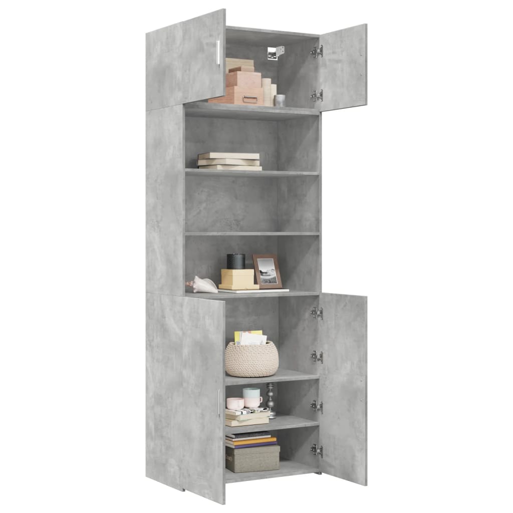 Oppbevaringsskap betonggrå 80x42,5x225 cm konstruert tre vidaXL