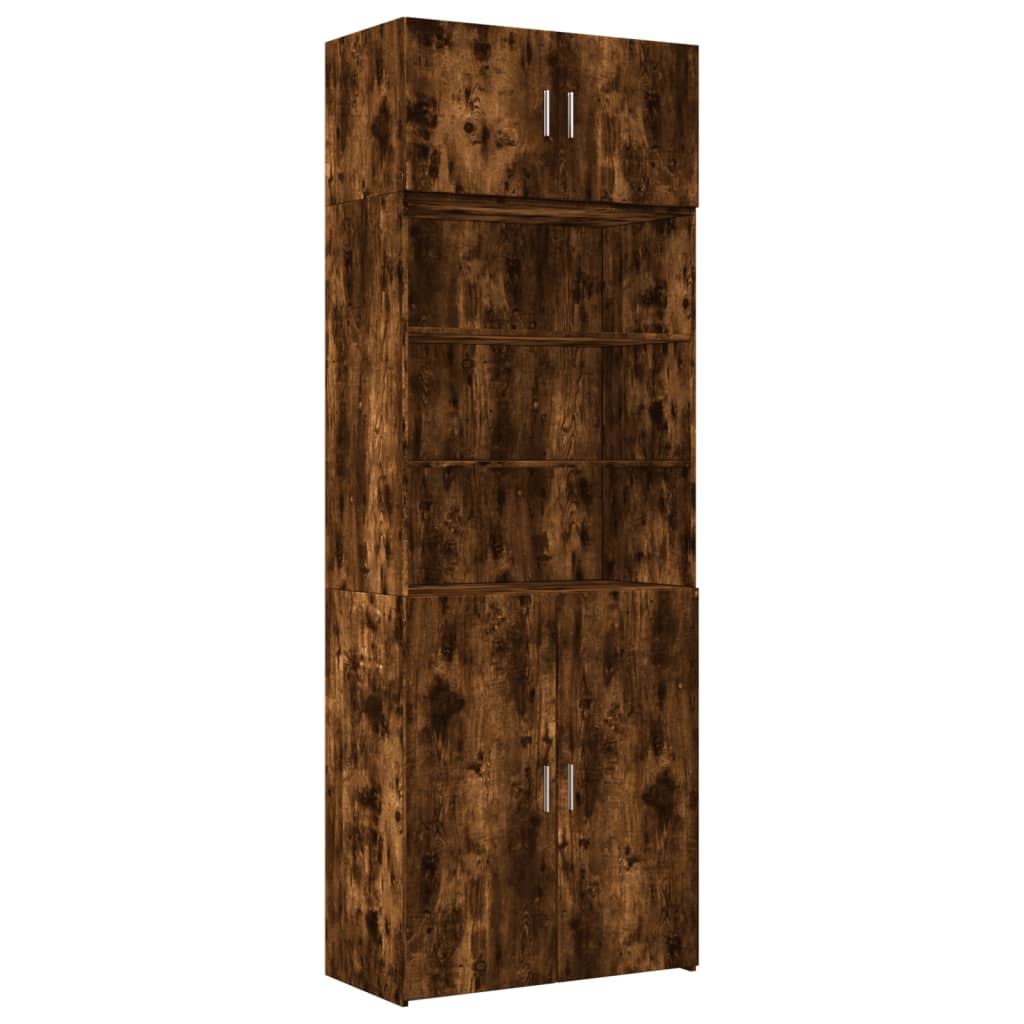 Oppbevaringsskap røkt eik 80x42,5x225 cm konstruert tre