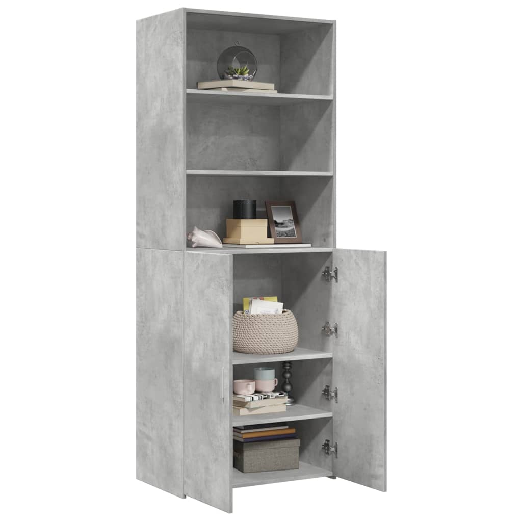 Highboard betonggrå 70x42,5x185 cm konstruert tre