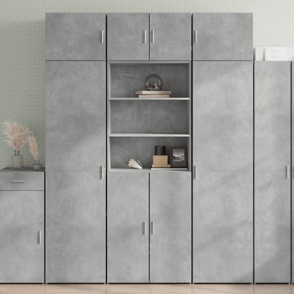 Highboard betonggrå 70x42,5x185 cm konstruert tre