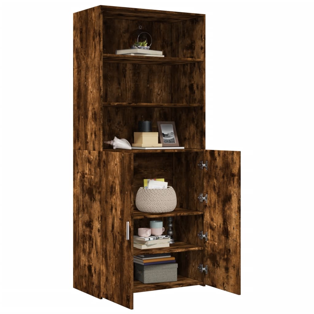 Highboard røkt eik 80x42,5x185 cm konstruert tre