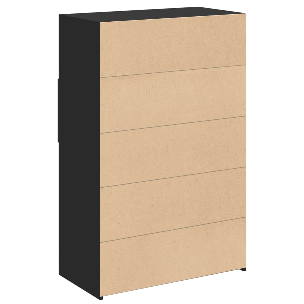 Hylle svart 80x42,5x124 cm konstruert tre