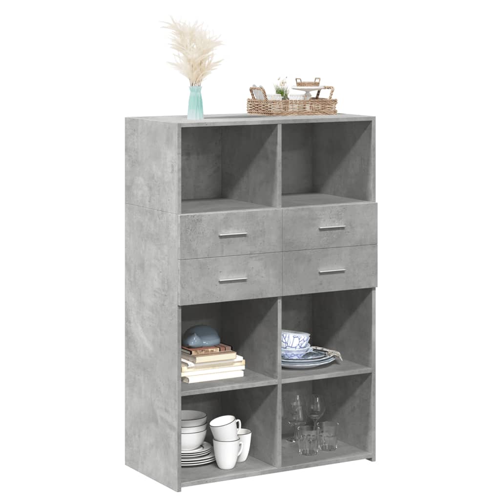 Hylle betonggrå 80x42,5x124 cm konstruert tre